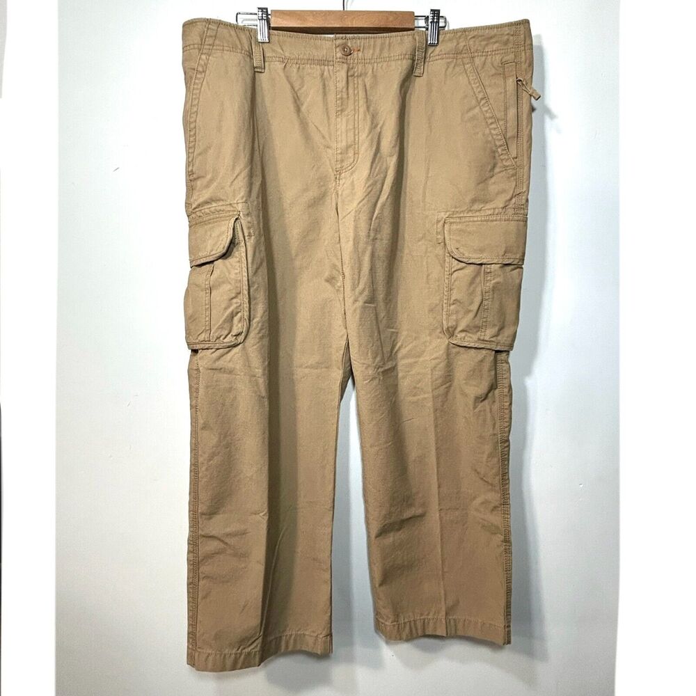 VTG LL Bean Cargo Pants 42x29 Allagash Khaki Canvas Ripstop Tactical Heavy Thick